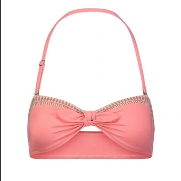 Lemlem Lena Bikini Swim Set Bandeau Halter Top (XL) & Tie Side Bottoms (L) Coral - Picture 10 of 15